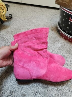 Women's Pink Suede Ankle Booties - Stylish Slip-On Booties